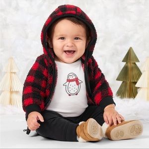 Carter’s -Hooded Buffalo Check Sherpa Cardigan - 9M  #NWT